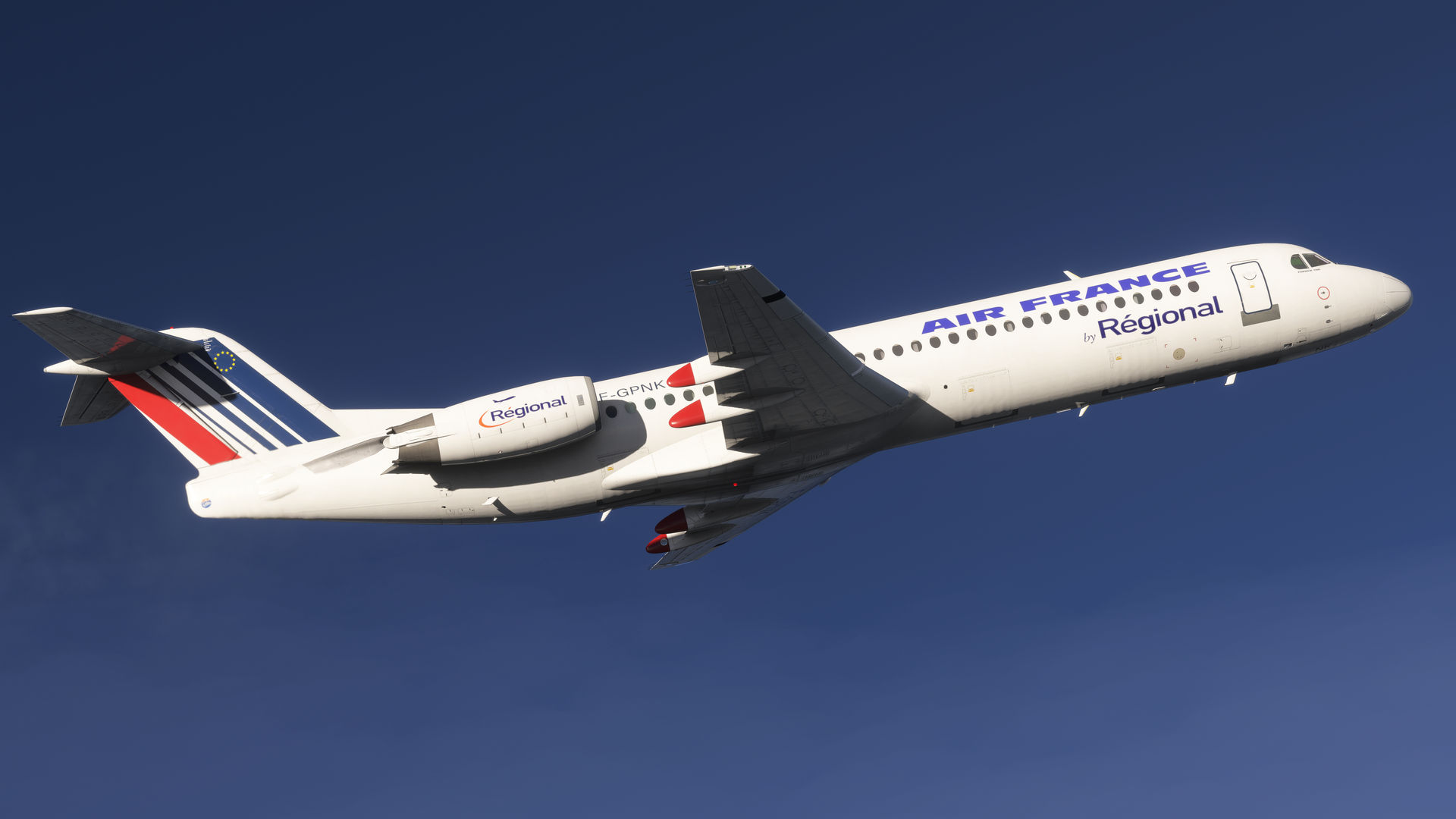 Fokker 100 Professional em voo - Microsoft Flight Simulator