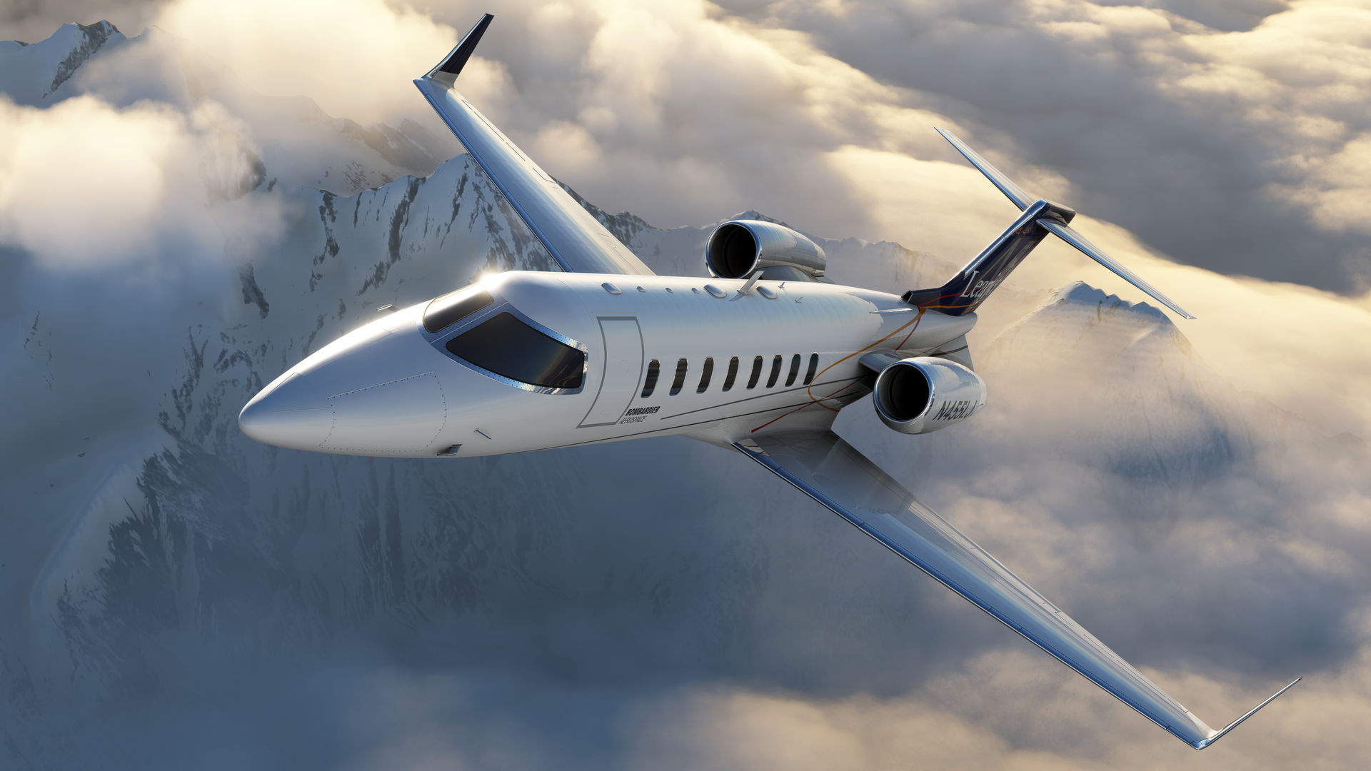 LJ45 Professional em voo - Microsoft Flight Simulator